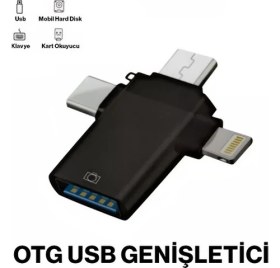 Resim iPhone Type-C Micro Usb USB 3.0 Dişi Mouse Flash OTG Adaptör SX39 