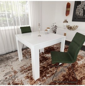 Resim Pasific Home Single Mutfak Yemek Masası, 90x90 cm, Kare, Parlak Beyaz 
