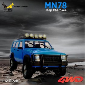 Resim MN Model MN78 1/12 Jeep Cherokee 4x4 RC Model Crawler Offroad Truck RTR Mavi Uzaktan Kumandalı Araba - Dahili Işık Seti 