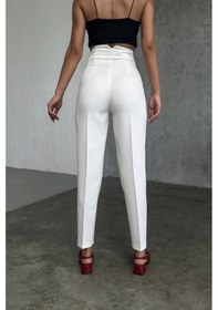Resim Defymoda Yüksek Bel Pensli Pantolon Beyaz 