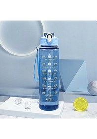 Resim 800 Ml Büyük Kapasiteli Spor Su Şişesi Sızdırmaz Plastik İçme Bardağı Zaman Blue 750-800ml Blue 
