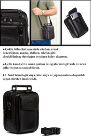Resim Newish Polo Erkek Telefon Bölmeli Çelik Kasalı El Ve Omuz Çantası Siyah (17x22 Cm) Telkasalıbüyük 