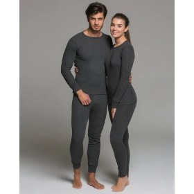 Resim Thermoform Soft Termal İçlik Set Gri Renkli Yerli Üretim M Beden Outdoor Kullanım İçin Özel 