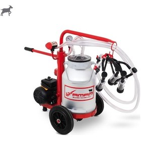 Resim Tamam Ecomini İkili Keçi Süt Sağma Makinesi Alüminyum Güğüm-kauçuk Memelik Kuru Pompa 