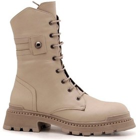 Resim Albini 10024 Hakiki Deri Kadın Bot - Bej Bej 