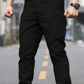 Resim Erkek Taktik Kargo Pantolonu, Çoklu Cep ile - Dayanıklı Açık Hava İş Pantolonu, Yürüyüş, Kamp, Balıkçılık ve Bisiklet için - Siyah, Normal Beden, Esnek Olmayan Kumaş, Bahar/Sonbahar Sezonu, Yürüyüş Pantolonu, Kamp Gereksinimleri, Fonksiyonel Tasarım, Güçlendirilmiş Dikiş, Macera Arayanlar, Yürüyüş Ekipmanları, Sert Tarz, Sağlam Yapı, Macera Arayanlar 