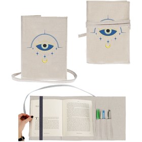 Resim Nazar Göz Nakışlı Kitap Kılıfı - Kitap Çantası - Kitap Çantası 