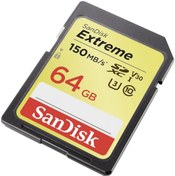 Resim Sandisk Extreme 64GB SDXC Card 150MB/s V30 UHS-I U3 Hafıza Kartı SDSDXV6-064G-GNCIN Sandisk