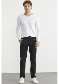 Resim Boru Paça Rahat Kalıp Eşofman Altı - Siyah Siyah 