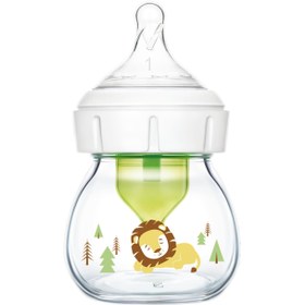 Resim 60 ml Geniş Ağız Antikolik Options+ Cam Biberon, Aslan Desenli 