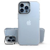 Resim CaseWorld Iphone 13 Pro Uyumlu Kapak Lens Standlı Sararmaz Şeffaf Silikon Kılıf - Siyah 