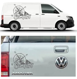 Resim Sticker Usta Camping Time Pusula Offroad 4x4 Kamp Avcı Araba Oto Karavan Sticker 02166 