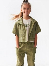 Resim Nk Kids Kız Çocuk Pamuklu Keten Safari Ceket-14105 Haki 