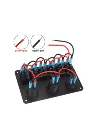 Resim Karavan Otomobil Tekne Çift Usb Araç Şarj Söketi Voltmetre Çakmaklık Aç Kapat Anahtarlı 12-24v 