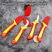 Resim İki Elektrikçi Bıçağından Oluşan Yalıtımlı Kablo Sıyırma Seti, Düz ve Kavisli Bıçaklar ile Birlikte El Kablo Sıyırma Araçları 