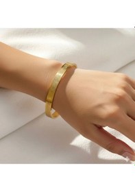 Resim Ayetel Kürsi Bileklik Gold Renk, Paslanmaz Çelik Ayarlanabilir Unisex Tasarım Antrasit 