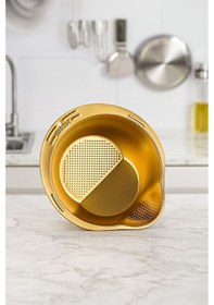 Resim Morponi Çok Amaçlı Pirinç Meyve Makarna Sebze Süzgeci Paslanmaz Çelik Süzgeç Gold Gold 