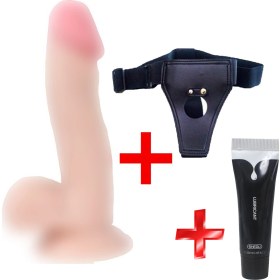 Resim Xise Kemerli Belden Bağlamalı 17 cm Esnek Yumuşak Dokulu Dildo + Jel 