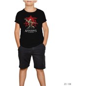 Resim Assassins Creed 3 Siyah Çocuk Tişört Beyaz 
