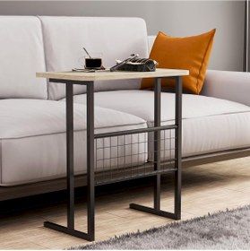 Resim Delixa interGO Metal Ayaklı Laptop Sehpası Koltuk Sehpası Kahvaltı Masası Çalışma Sehpası - Traverten Desen 