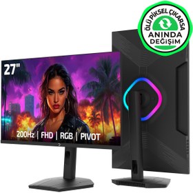 Resim GamePower Lunis L40 27'' 200Hz 0.5Ms VA FHD RGB Pivot Gaming Monitör (Ölü Pikselde Anında Değişim) 