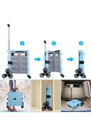 Resim MOONSHOP Katlanır Merdiven Çıkabilen Portatif Çok Fonksiyonlu Koli Yük Paket Taşıma Pazar El Arabası 100kg 