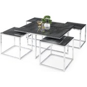 Resim Kares 4 Zigonlu Orta Sehpa Metal Krom 90X90X47Cm (531807947) 