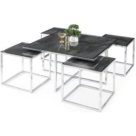 Resim Kares 4 Zigonlu Orta Sehpa Metal Krom 90X90X47Cm (531807947) 