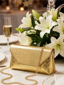 Resim Çanta Trend Kadın Parlak Suni Deri Askılı Clutch Günlük Ve Abiye Çanta 