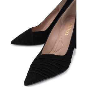 Resim Tamer Tanca Kadın Hakiki Deri Siyah Süet Topuklu Ayakkabı 1129 401 Bn Ayk Sk25-26 Sıyah Suet SIYAH SUET 