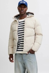 Resim Jack & Jones Erkek Jjglobal Kapüşonlu Şişme Mont 12283517 Ekru Ekru 