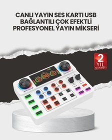 Resim Çok Efektli Canlı Yayın Ses Mikseri Usb Ve Kablosuz Uyumlu 