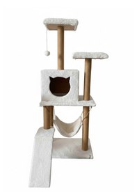 Resim Missidea S9 Kedi Tırmalama Kulesi Platformlu 124 Cm Beyaz 