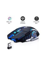 Resim UpWay TW-Q13 2400 DPI Sessiz Kablosuz RGB Oyuncu Mouse 