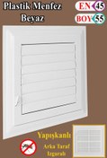 Resim Badem10 Menfez Banyo Wc Tuvalet Havalandırma Plastik Panjur Beyaz 45x55 CM 