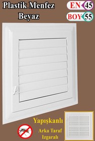 Resim Badem10 Menfez Banyo Wc Tuvalet Havalandırma Plastik Panjur Beyaz 45x55 CM 