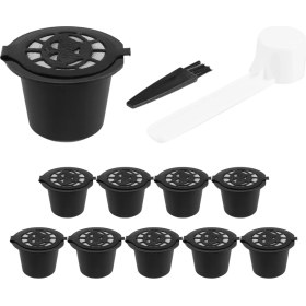 Resim Nespresso Için 10 Adet Yeniden Kullanılabilir Doldurulabilir Kahve Kapsül Filtresi Kaşık Fırçalı Mutfak Aksesuarları Kahve Filtresi Siyah (Yurt Dışından) 