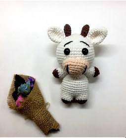 Resim Amigurumi Sevimli Miniklerden İnek Sağlıklı Oyuncak El Örgüsü 