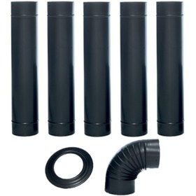 Resim Sabah Mat Siyah Emaye Soba (13 Cm Ø ) Borusu 6 Lı Set 