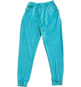 Resim Parlak Kadife Cepli Pantolon Eşofman Pijama Altı Unisex Lastikli Paça Yeşil Asker Yeşili 