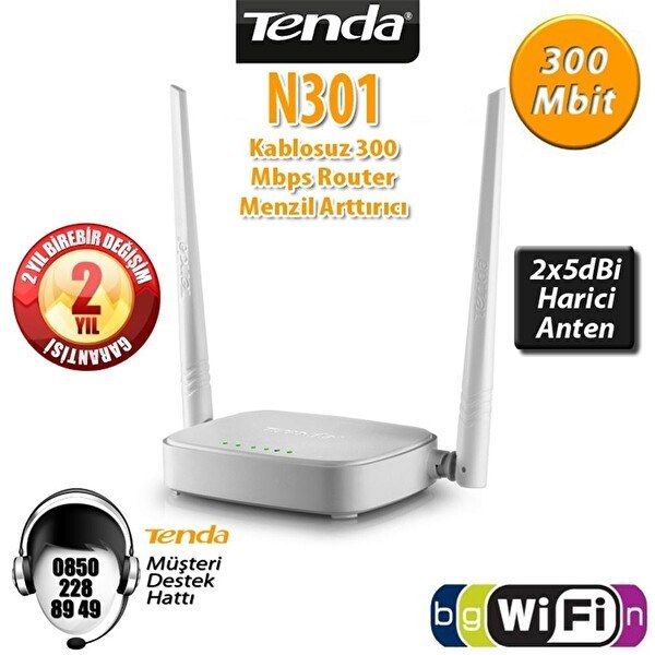 Anten Router Tenda N301 300 Mbps 4 Port Router 2 Anten Router Fiyatı ve Özelliklerı ...
