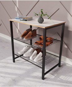 Resim Dar Metal Ayakkabılık Vestiyer 3 Katlı Ayakkabılık Beyaz 1363 Beyaz 