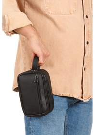 Resim Newish Polo Erkek Bileklik Kemerli Portföy Clutch Traş Kozmetik El Çantası New344 Siyah 