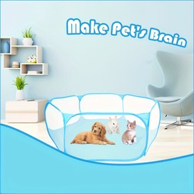 Resim Büyük Altıgen Evcil Hayvan Oyun Parkuru ve Kafesi - Okyanus Havuzlu, Tavşanlar Ginepigleri Köpekler için Geniş Katlanır Çit Kolay Kurulum Dayanıklı & Güvenli İç Mekan/Oyun Alanı ile Yumuşak Dolgulu Zemin Şeffaf Duvarlarla Net Görüşlü, İdeal evcil hayvan oynamasına uygundur Rampa Dahil kolay erişim Montaj gerekmez İç mekan kullanımı ideal 