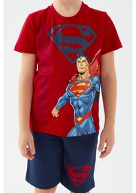 Resim Superman Heros Kırmızı Erkek Çocuk Bermuda Takım Kırmızı 