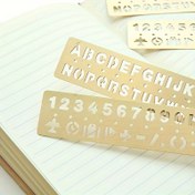 Resim Retro Tarzı, Vintage Pirinç Alfabe Oymalı Kitap Ayracı - Midori Seyahat Defteri & Planlayıcı Aksesuarları için Şık Metal Cetvel 