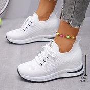 Resim Kadınların Nefes Alabilen Topuklu Yükseltilmiş Spor Ayakkabıları, Platform Bağcıklı Yumuşak Taban Yürüyüş Ayakkabıları, Nefes Alabilen Düşük Tabanlı Günlük Spor Ayakkabılar 