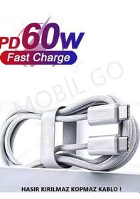 Resim Samsung Uyumlu Xiaomi Oppo Reeder Huawei Için Örgülü Type C To Type C Hızlı Şarj Kablosu - 