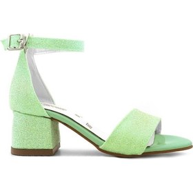 Resim Lilo Simli Yeşil Tek Bantlı Kız Çocuk Topuklu Abiye Ayakkabı Yeşil 