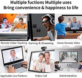 Resim USB Web Kamerası, Mikrofon ve Gizlilik Kapaklı 1080P HD Web Kamerası [Tak ve Çalıştır], Zoom/Skype/Takımlar için 1080p/30fps Dizüstü Bilgisayar Yüz Kamerası, PC Video Konferansı 